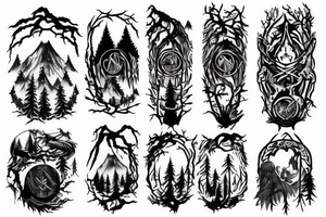 Lord of the rings with a forest background tattoo idea