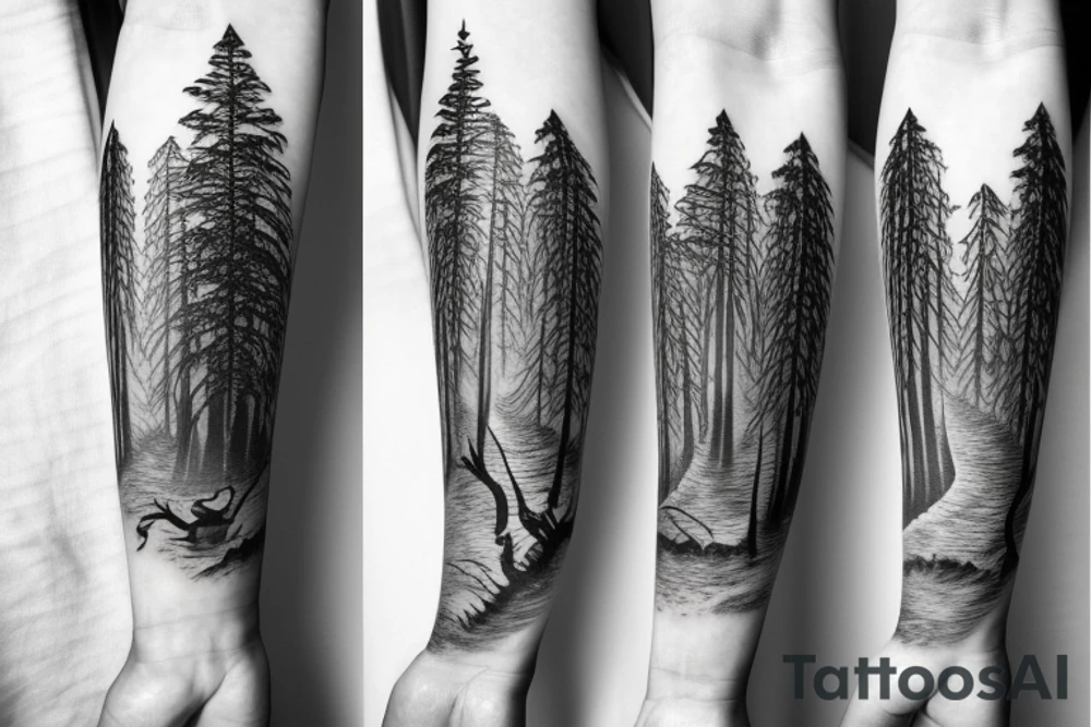 Lord of the rings with a forest background tattoo idea