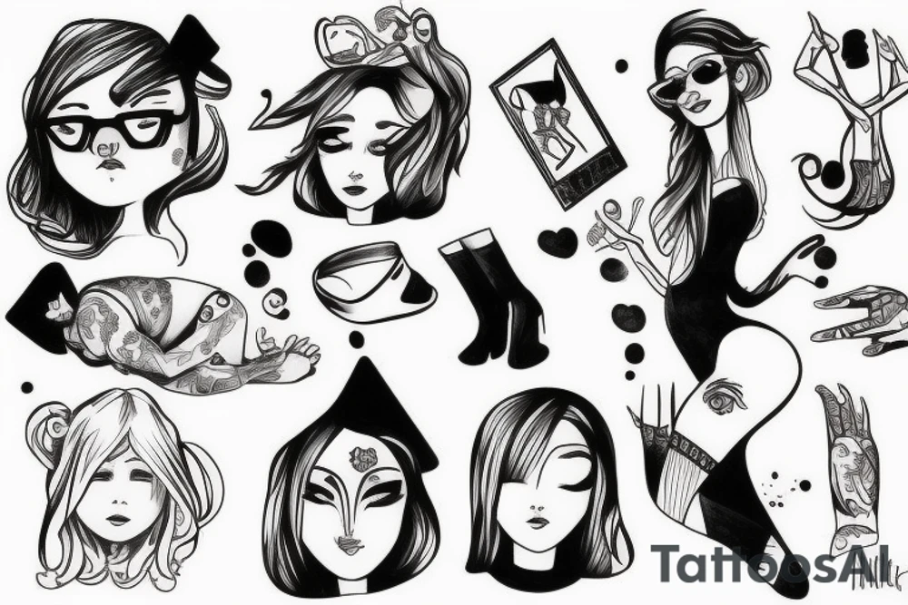 Girl falling down into a hole tattoo idea