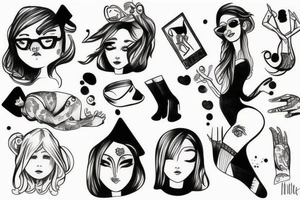 Girl falling down into a hole tattoo idea