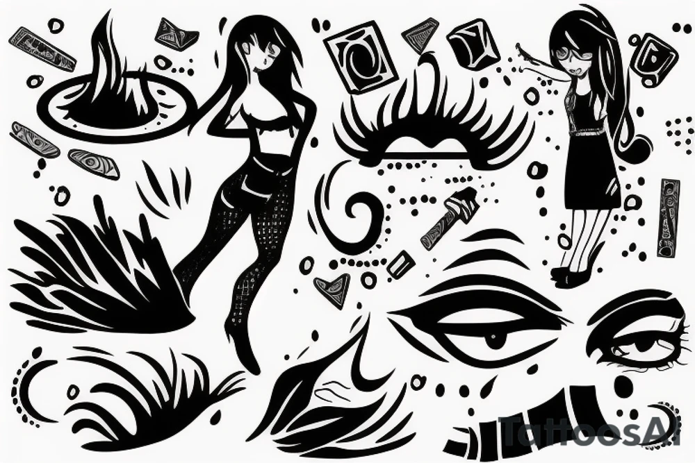 Girl falling down into a hole tattoo idea