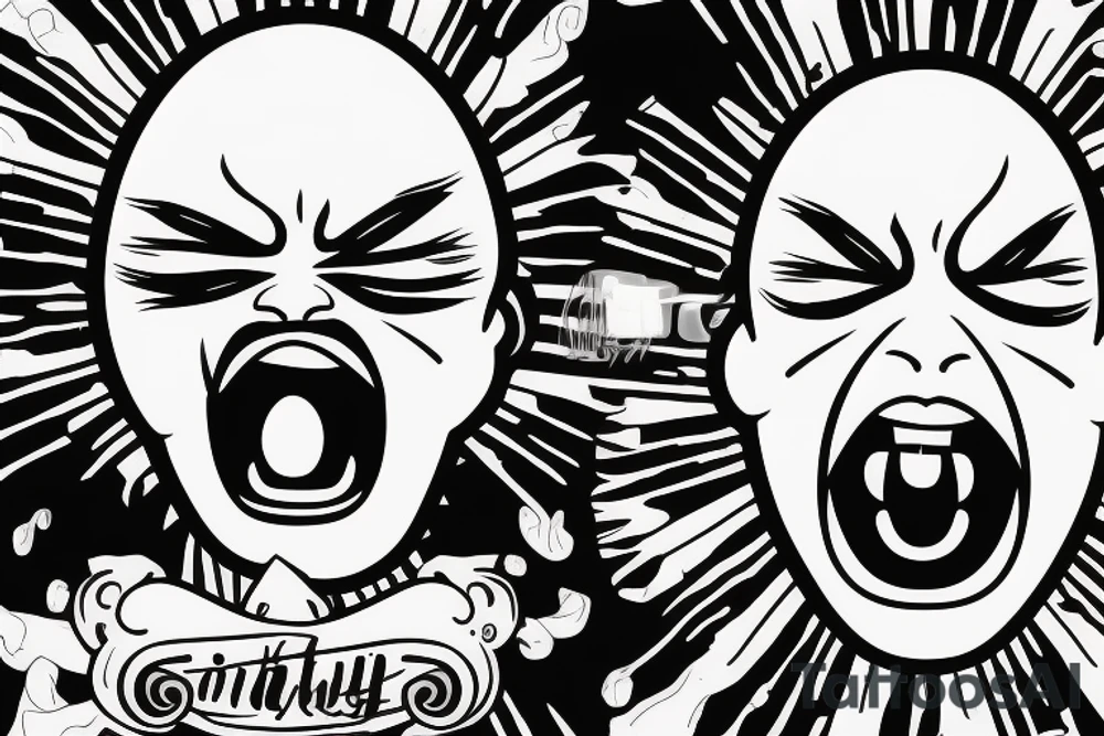 Empty screaming face without hair, eyes and teeth tattoo idea