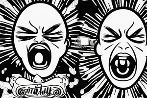 Empty screaming face without hair, eyes and teeth tattoo idea