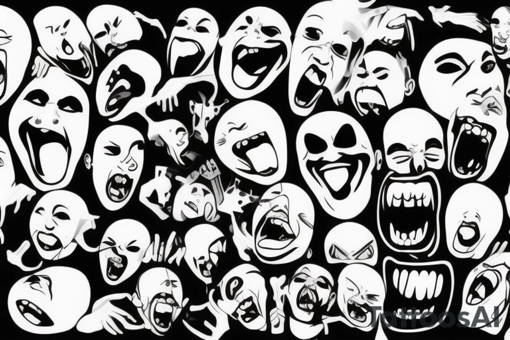 Empty screaming face without hair, eyes and teeth tattoo idea Empty screaming face without hair, eyes and teeth tattoo idea