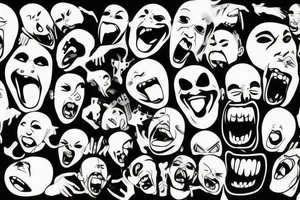 Empty screaming face without hair, eyes and teeth tattoo idea