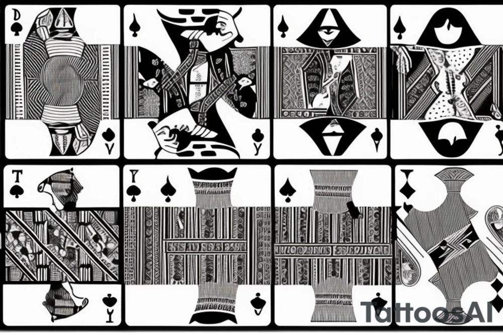 Man throwing playing cards on the table tattoo idea