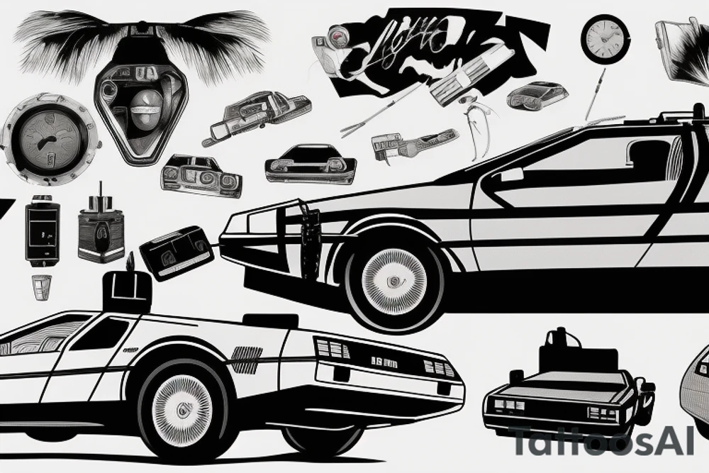 Black delorean tattoo idea