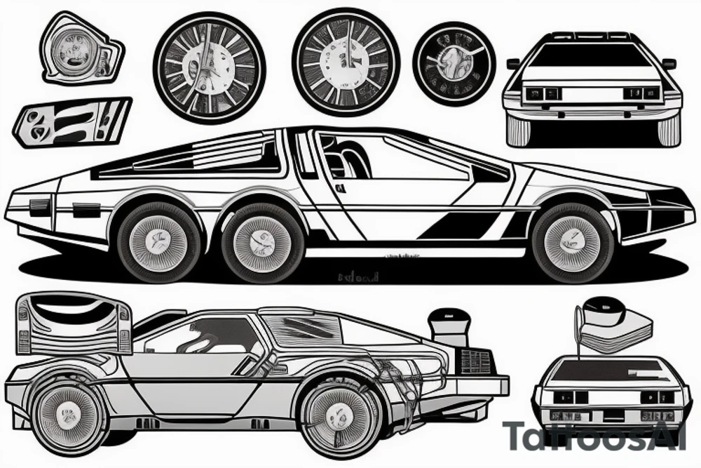 Black delorean tattoo idea