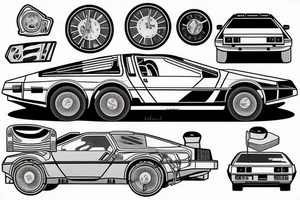 Black delorean tattoo idea