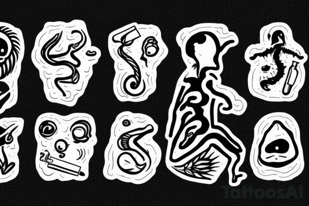 alien smoking a joint tattoo idea