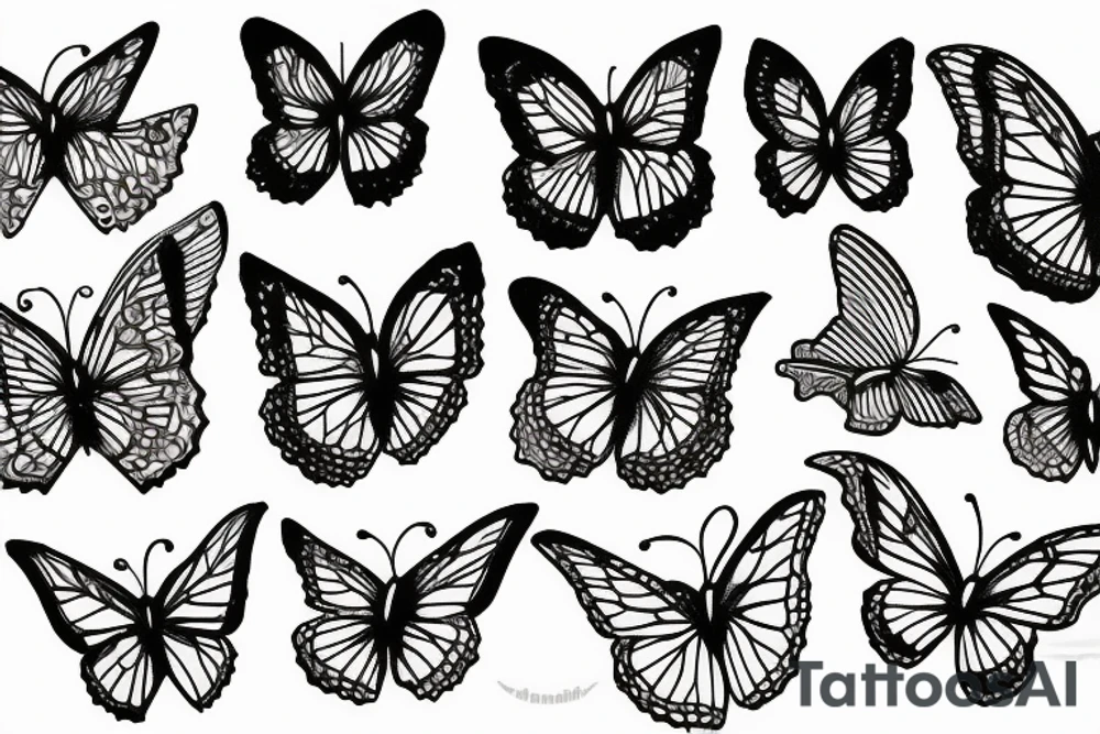 3 butterflys next to eahother tattoo idea