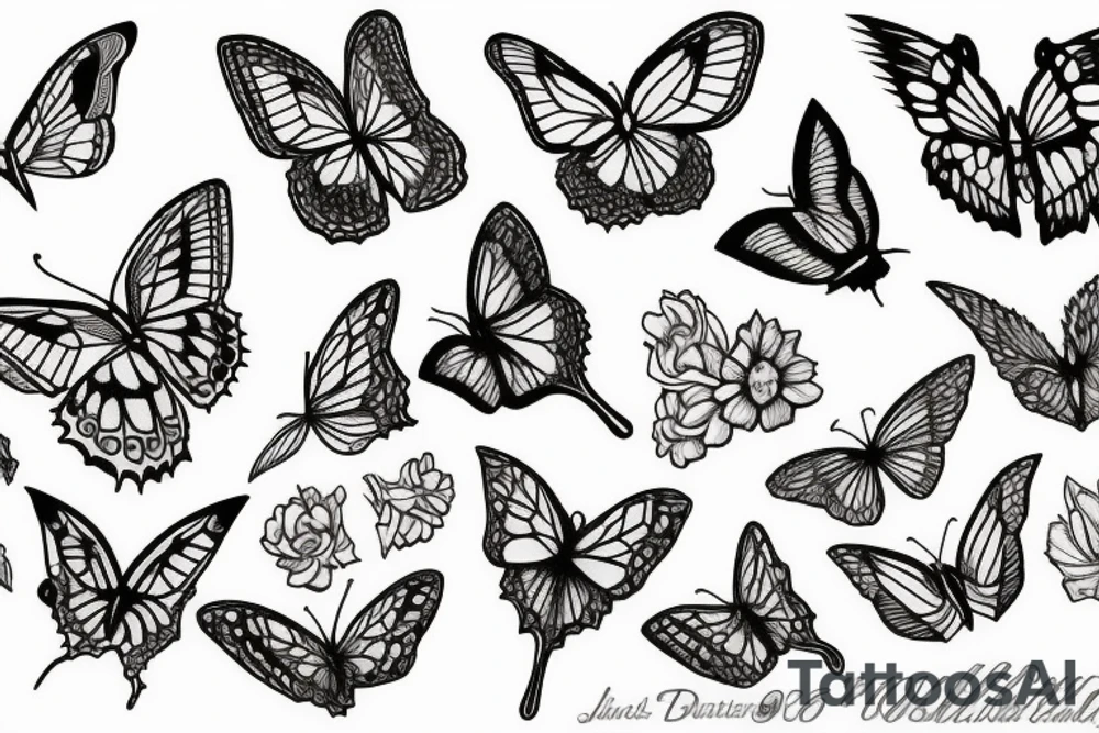 3 butterflys next to eahother tattoo idea
