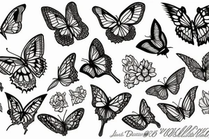3 butterflys next to eahother tattoo idea