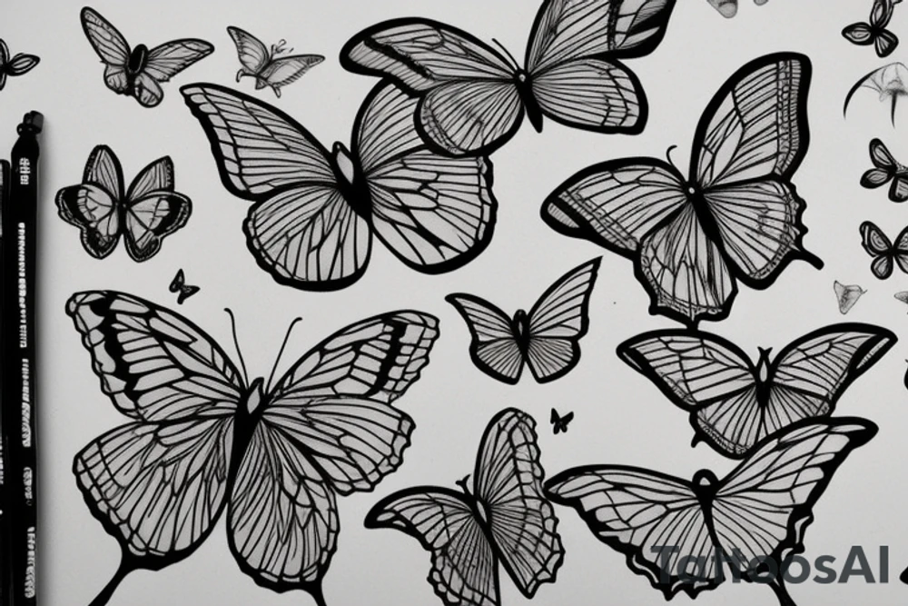 three butterflys next to eahother tattoo idea