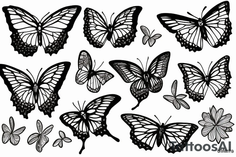 three butterflys next to eachother tattoo idea
