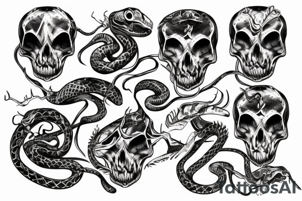 snake skull tattoo idea