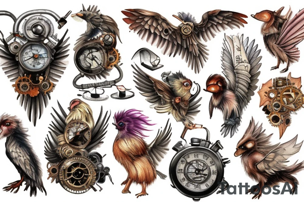 Griffin watercolor steampunk tattoo idea
