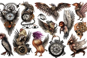 Griffin watercolor steampunk tattoo idea