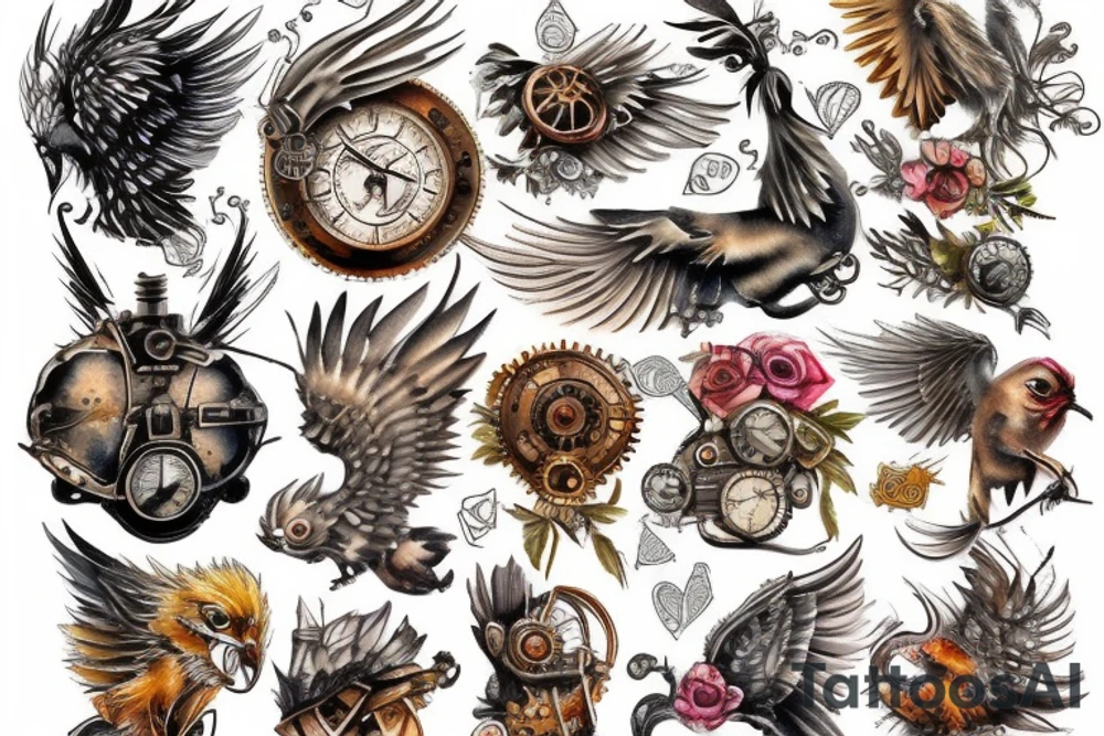 Griffin watercolor steampunk tattoo idea