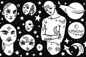 Boy with moon tattoo idea