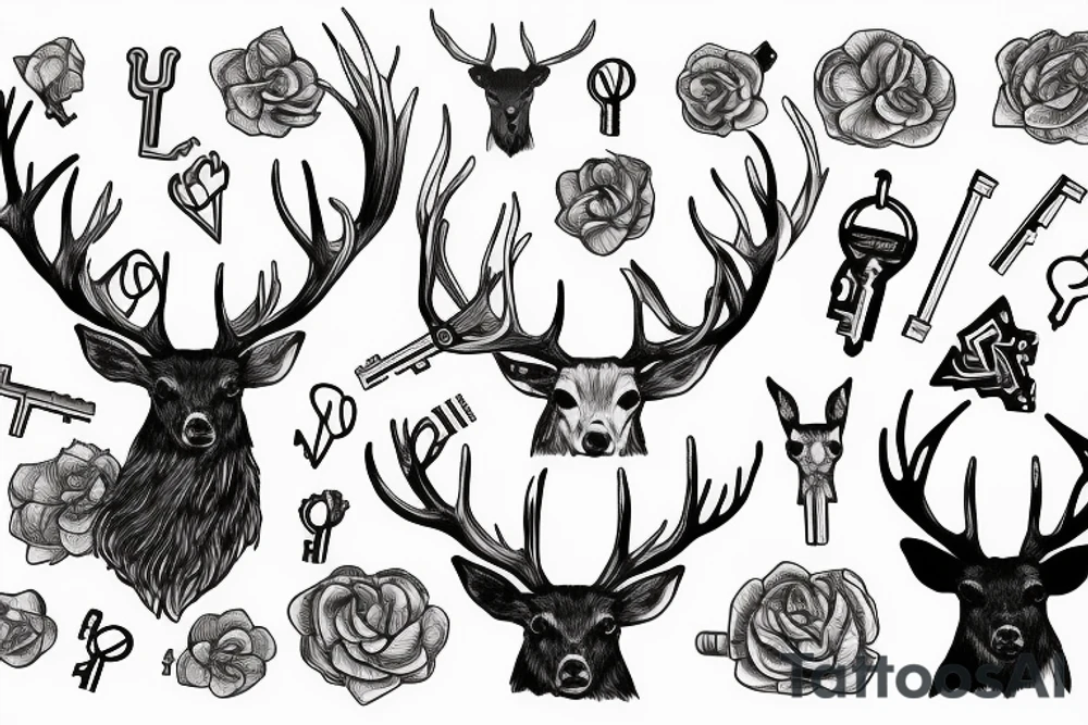 Stag with a key tattoo idea