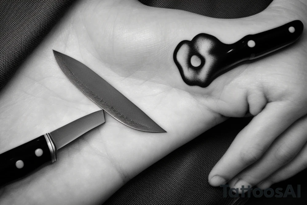 hand holding a knife with a cherry at the tip tattoo idea hand holding a knife with a cherry at the tip tattoo idea