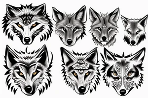 3 wolves in japanese style tattoo idea