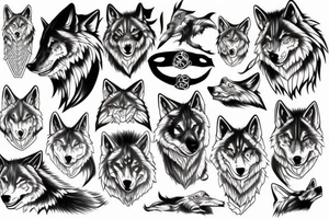 3 wolves in japanese style tattoo idea