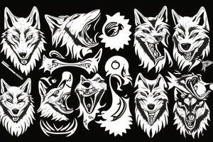 3 wolves heads tattoo idea