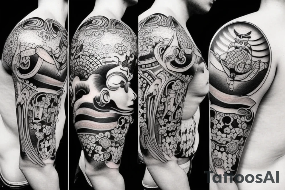 samurai and Achilles back tattoo tattoo idea