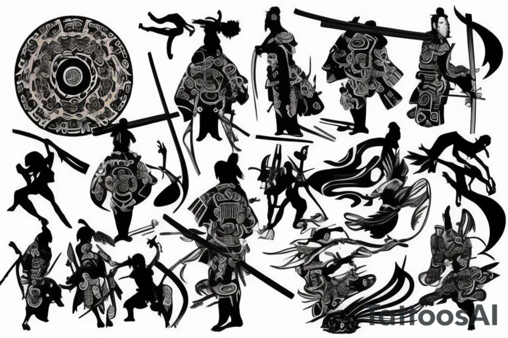 samurai and Achilles back tattoo tattoo idea
