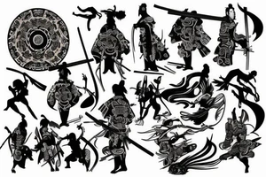 samurai and Achilles back tattoo tattoo idea