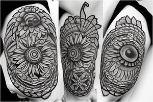 Ufo, sunflower, mailbox tattoo idea