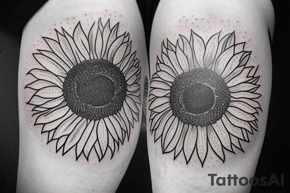 Ufo beaming on a sunflower and a mailbox tattoo idea