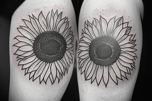 Ufo beaming on a sunflower and a mailbox tattoo idea