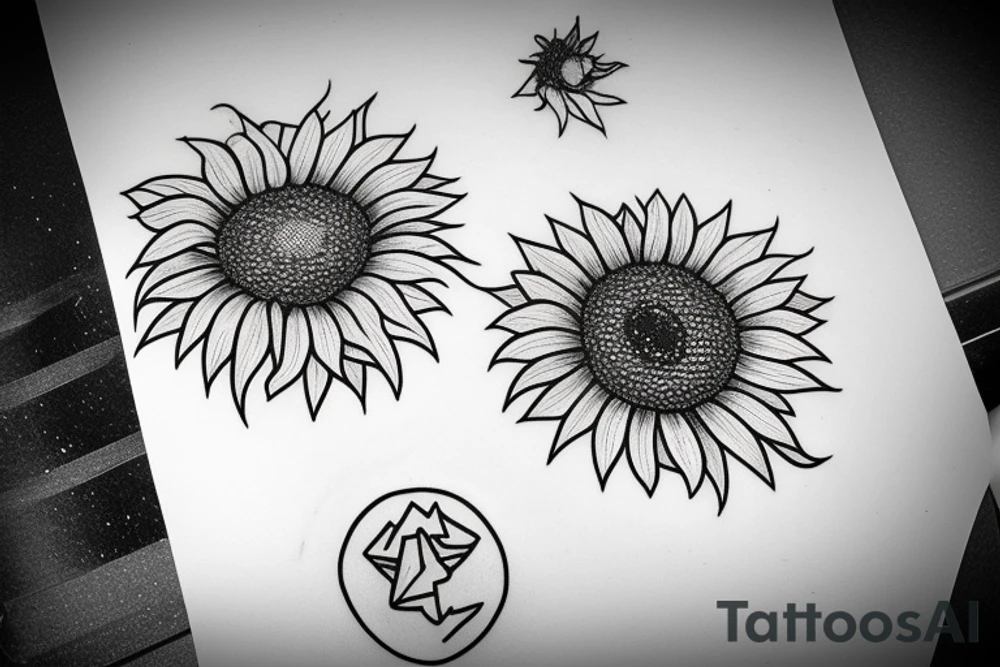 Ufo beaming on a sunflower and a mailbox tattoo idea