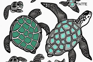 Sea turtle with the name Taika and date 11/08/18 tattoo idea