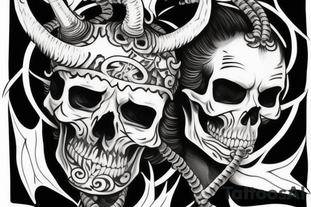 a skull that has covered on his eyes with devil horn. The skull has a third eye tattoo idea a skull that has covered on his eyes with devil horn. The skull has a third eye tattoo idea