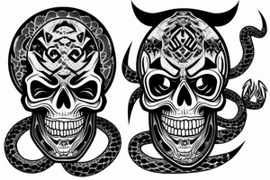 skull oni with python code tattoo idea