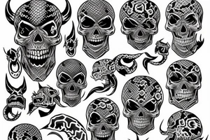 skull oni with python code tattoo idea