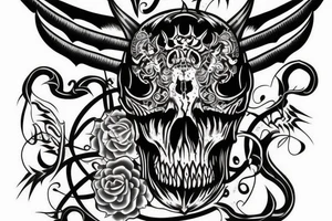 devil skull with code tattoo idea