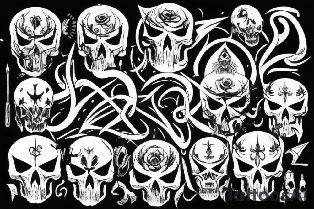 devil skull with code tattoo idea