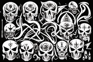 devil skull with code tattoo idea