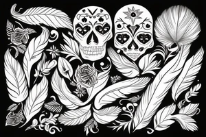 skull feather tattoo idea