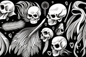 skull feather tattoo idea