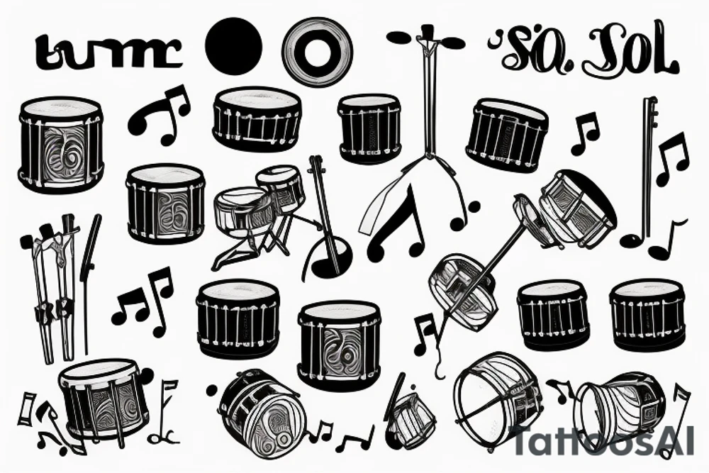 Drum sol key music note tattoo idea
