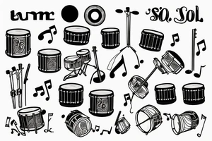 Drum sol key music note tattoo idea