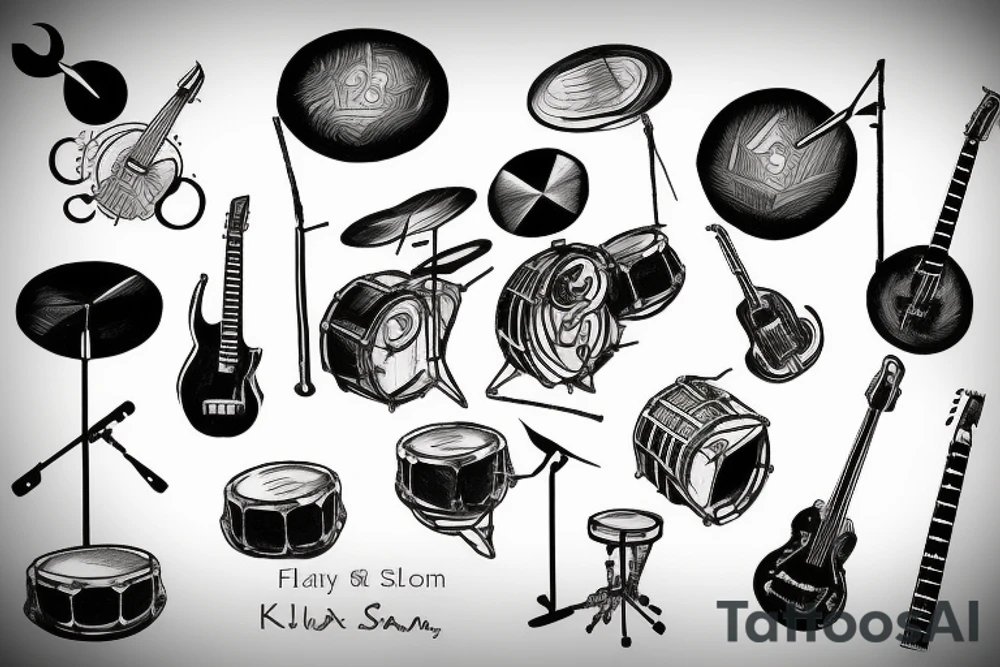 Drum sol key music note tattoo idea