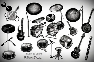 Drum sol key music note tattoo idea