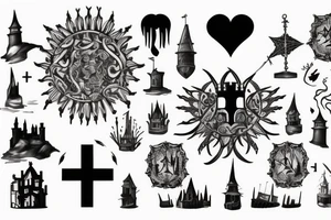 a black castle tower tattoo idea